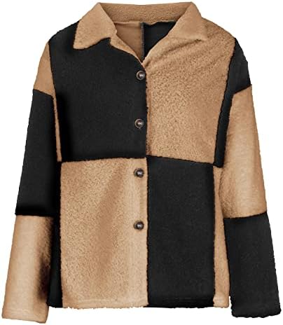 Ruziyoog feminino sherpa jaqueta sherpa colorlock bloco de manga longa lã de pelúcia casacos de pelúcia abosto lixo espessa babydoll Outwear