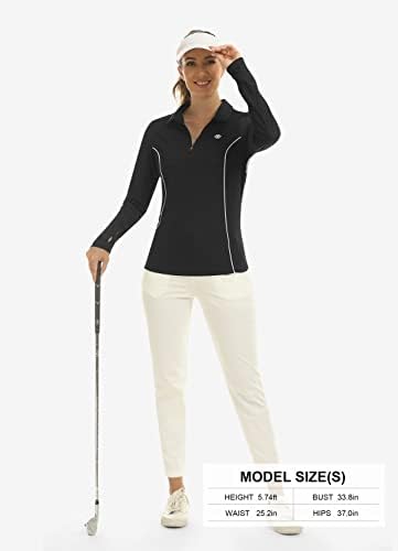 MOFIZ Camisas de golfe com zíper feminino