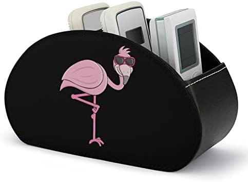 Óculos de sol fofos TV Flamingo TV Remote Control titular com 5 compartimentos PU Organizador de couro Caixa de armazenamento