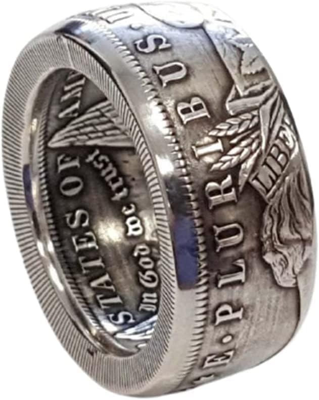 Jóias de moedas vintage punk da moda, elegante e elegante e elegante Morgan Silver Dollar Ring para mulheres e homens