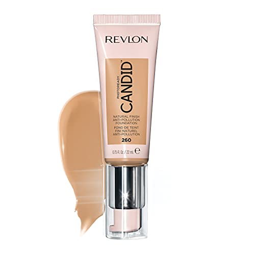 Revlon Foundation de acabamento natural candid e fotorready, com ingredientes leves de poluição, antioxidante, anti-azul, 260 chai, 0,75 fl. Oz.