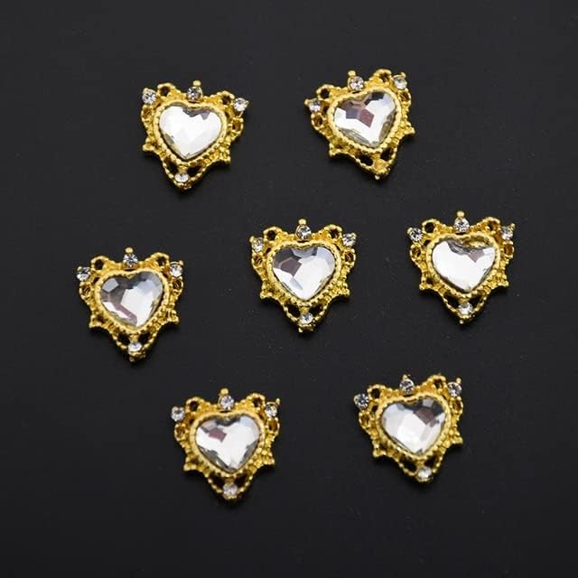 100pcs Coração/Rhombus Crystal UNIDE Diamante strassmestons Palácio Frame Liga Shinny Retro Gems Decor 3D Charm Nails Acessórios