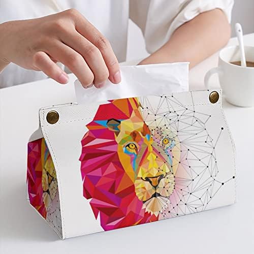 Caixa de tecido geométrico de leão Pu do guardana