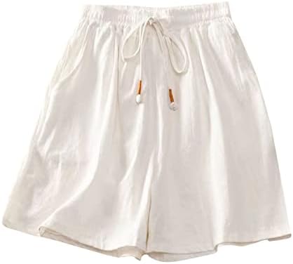 Miashui shorts confortáveis ​​shorts femininos de cintura elástica de cinto fina fino feminino com linho de algodão shorts largos de