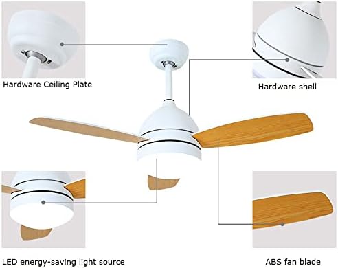 Mxysp Fan de teto de metal de 3 folhas com luzes com controle remoto, fã de lustre de macaron LED24W para sala de jantar quarto de sala de estar, 42 polegadas,