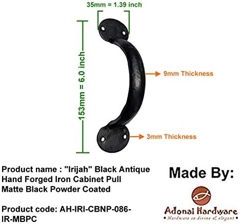 Hardware Adonai Irijah Black Antique Hand Pull Pull Pull Pullings para portas de celeiro de madeira vintage, portões,