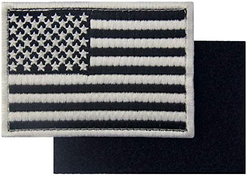 Tactical American Flag Patches Bordado Bordado dos EUA Aplique Applique Applique Aplique Military Hook & Loop Emblem, branco e preto