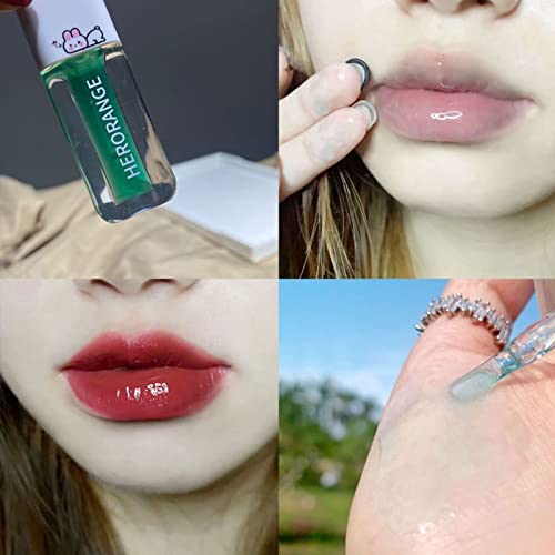 6 cores brilho labial, protetor de batom de bálsamo labial de coelho Base de revestimento de vidro Base Lip, hidratante e hidratante lábios dudu, maquiagem de batom líquido hidratante à prova d'água