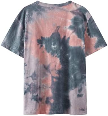 Camisetas gráficas nokmopo para mulheres casuais moda 2023 Vintage Fit Fit Tie Sun Moon Print Sleeve Camisa de manga curta