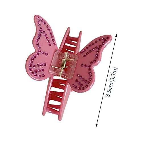 Strass rosa butterfly clipe roxo design de cabelo de cabelo comprido acessórios de cabelo de cabelo meninas barretas e clipes de cabelo para cabelos grossos