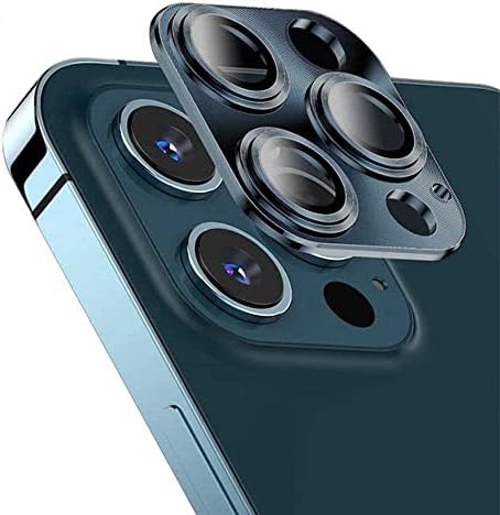 Lente de câmera Protetor de tela para iPhone 12 Pro máximo de 6,7 polegadas, Proteção de lente de câmera de câmeras de câmeras de vidro temperado premium, com estrutura de metal, azul