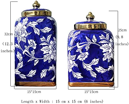 Frascos de cerâmica, frasco de chá, frascos de armazenamento de estilo chinês, jarra de gengibre de gengibre azul