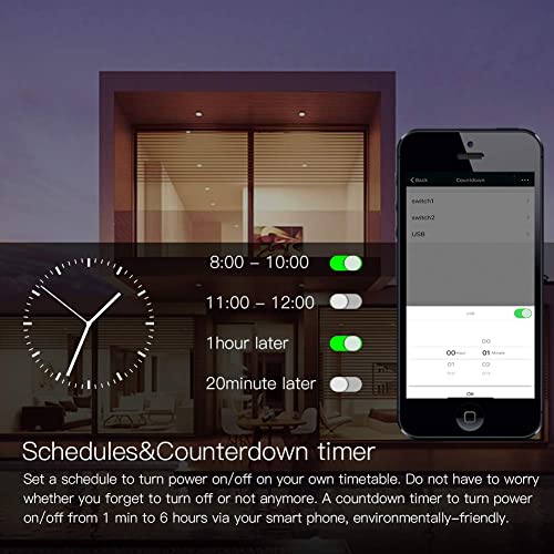 MOES WiFi Smart Wall Outlet, 15A Controle dividido 2 no soquete de parede com interface USB, controle remoto de App Smart Life/Tuya