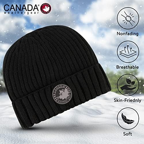 Chapéu de malha de engrenagem climática do Canadá - chapéu de inverno aconchegante - chapéu de gorro com manguito único