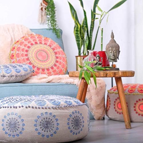 Mandala Life Art Bohemian Cushion Cover - luxo, decoração artesanal PoUf Case para meditação, ioga e travesseiro de chão de estar chique da área de estar - acentuar sua sala de estar, quarto, mais