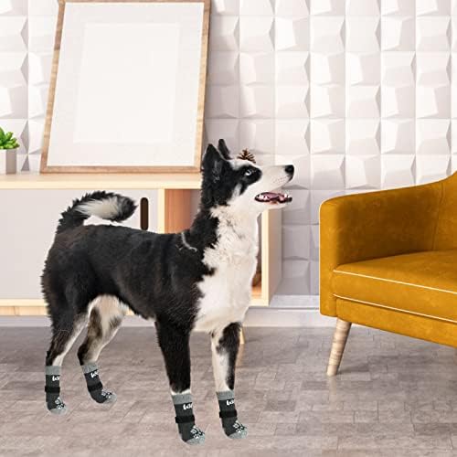 Kooltail 6 pacote duplo lados anti-deslize meias de cachorro, protetor de pata com tiras de alças ajustáveis ​​para cães grandes