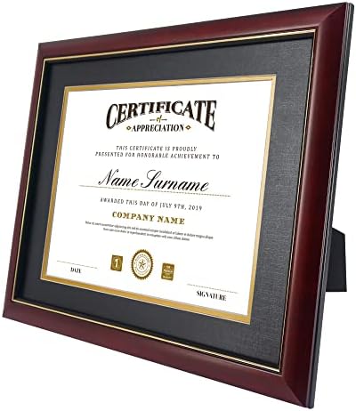 GraduatePro 8.5x11 Frame de diploma com tapete preto sobre ouro ou exibição 11x14 Certificado sem tape