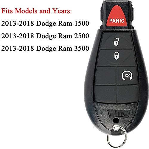 BestRemotes Entrada sem chave Remote Chave FOB Substituição para GQ4-53T para 2013-2018 Dodge Ram 1500 2500 3500