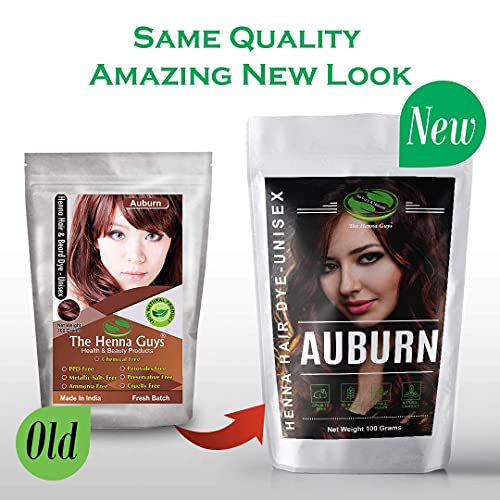 1 Pacote Auburn Henna Hair & Beard Color/Dye 100 Grams - Química de cor de cabelo livre - The Henna Guys
