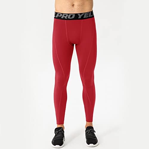 Calça de compressão masculino masculino Four Seasons Exercício Simples Fitness apertado, com calças de poliéster esticadas