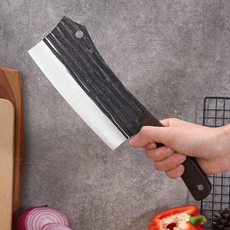 Faca de Cleaver Crivers, Cleaver de Carne, Faca de Cozinha Fogada de 6,5 polegadas de Antema de Aço Antema