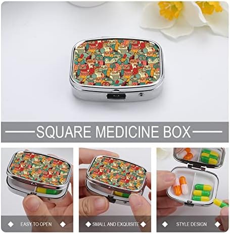 Caixa de comprimidos Owls Caixa de tablet em forma de quadrado Caixa de comprimido portátil Pillbox Vitamina Organizador Organizador