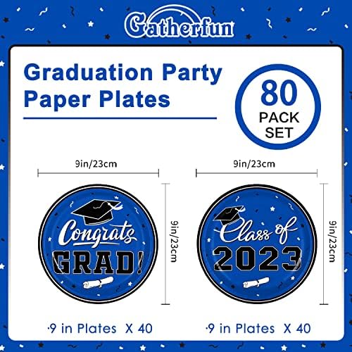 Festa de graduação Gatherfun Supplys 2023 Placas de papel descartáveis ​​para festas de festa de formatura para decorações