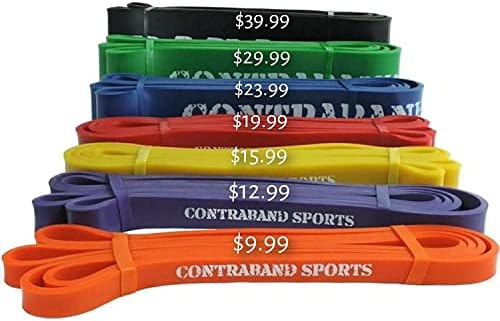 Contraband Sports 7419 41in LOOP ELOOP ELASTIC Resistance Bands, bandas de levantamento de peso, bandas de levantamento de força, bandas de assistência pullup e faixas de ioga - perfeitas para academia, casa ou viagem