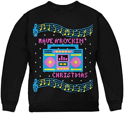 Música de boombox retro da glória velha tem um suéter de Natal feio suéter jovem moletom juvenil