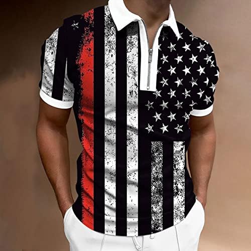 Mens de verão pólo t camisetas de mangas curtas camiseta casual tops zíper pescoço relaxado fit golf esportes polos de túnicos