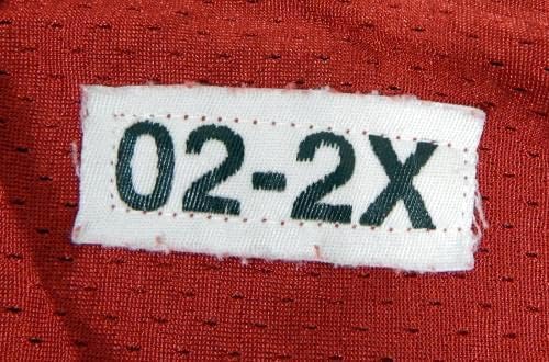 2002 San Francisco 49ers 69 Jogo usou camisa de prática vermelha 2xl 41 - Jerseys de jogo NFL não assinado usada