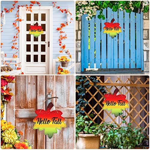 Flyab Hello Fall Door Sign 11 X12 Maple Folha de outono Decoração de porta Sign Fazenda Grinalh de outono para a porta