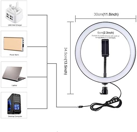 Tyesha LED Light Light Dimmable Tripod preenche o kit de luz de anel usuado USB, usado para gravação de vídeo, fotografia, selfie