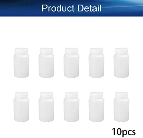 Heyiarbeit 10pcs de boca larga garrafas plásticas de boca 250 ml/8,5 onças de plástico de laboratório vazio casa amostra líquida de líquido sólido armazenamento de armazenamento reagente garrafa de polietileno com tampa
