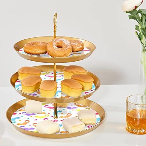 Dragonbtu 3 Cupcake Stand com Rod Gold Rod Plastic Triered Tower Tower Tane