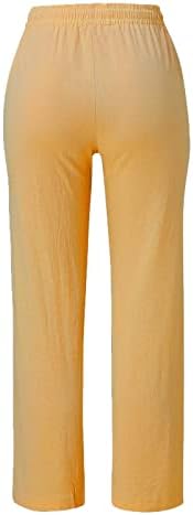 Calça de linho de algodão feminina Jdeijfev Capsolas elásticas da cintura elástica de cordão