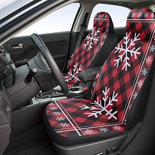 Youngkids Christmas Snowflake Snow Flake Capas de assento de carro 2 peças Conjunto de carros frontal universal Cushion para SUV/carros/caminhões,