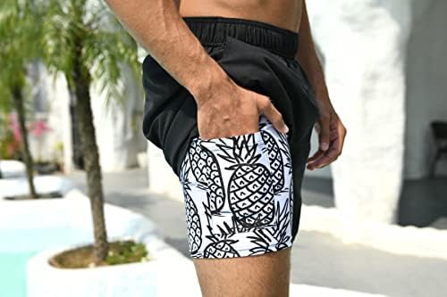 Cozople maiô de banheira masculina troncos com revestimento de compressão 5.5 Anti -Chafe Beach Shorts de natação seca rápida