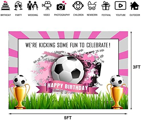 Lofaris Pink Girls Sports Sports Football Birthday Birthday Cenário Estamos chutando um pouco de diversão para comemorar um feliz aniversário,