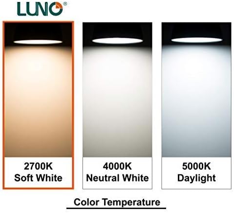 LUNO A19 Bulbo LED diminuído, 11W, 1100 lúmens, 2700k, base média, UL e Energy Star