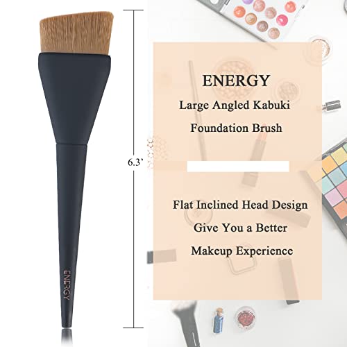 Escova de fundação Kabuki Angulada por energia para maquiagem líquida, pincel de escova de maquiagem premium Brush Brush para