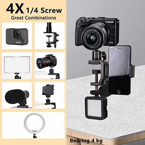 Qyxinc c câmeras de grampo montagem com parafuso de 1/4 para estúdio de fotos DSLR, câmeras, suporte de luz, mesa, hastes,