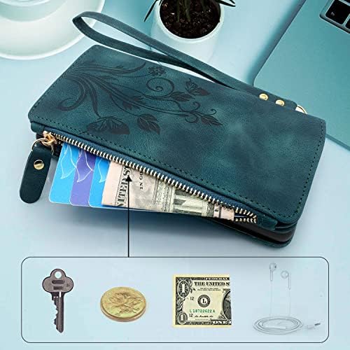 LACASS [proteção contra varredura de roubo de cartas] 10 cartas de slots de cartas capa de carteira de bolso de bolso capa com pulseira de pulso para a estojo Samsung Galaxy A51 5G
