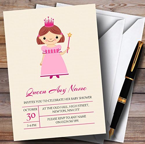 O card zoo rosa princesa com convites de varinha convites para chá de bebê
