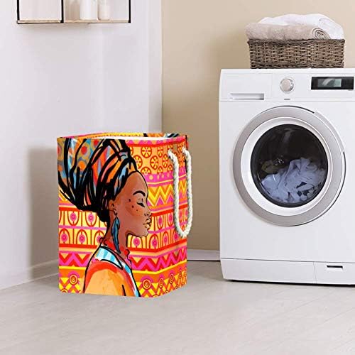 Indomer Retrato de uma bela mulher africana 300d Oxford PVC Roupas impermeáveis ​​cestas grandes cestas de roupa para cobertores