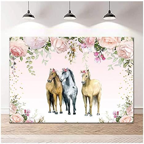 Campo rosa de flor de cowboy oeste cowgirl tem tema fotografia pano de fundo 5x3ft crianças menino ou princesa menina de aniversário