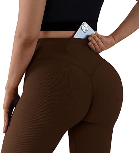 Rxrxcoco feminino com nervuras de travamento de leis de treino de alisadas para mulheres calças de ioga de ginástica