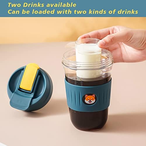 Kewoo simples garrafas de água modernas ostenta garrafa de água, copo de café de novidade de plástico, contém 2 bebidas, recipiente