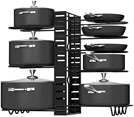 Potes de oumloh e organizador de frigideiras para o armário de 8 camadas PATS Organizador com 3 métodos de bricolage para organização