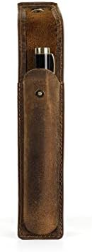 Bolsa de couro de capa de caneta Hiram, Crazy Horse Horse Cowide Leather Zipper Lápis Colo
